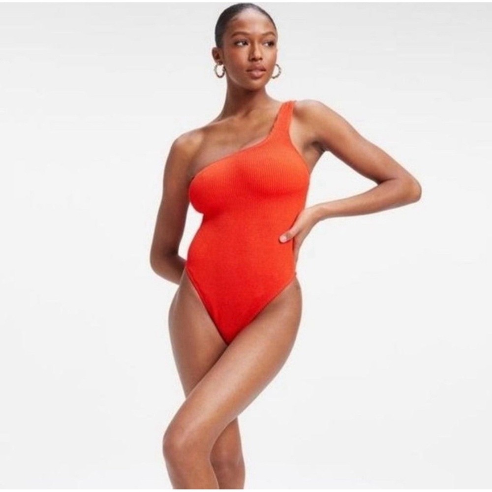 Good American Always Fits one shoulder one piece in‎ Bright Poppy sz 5/6 XXL NWT